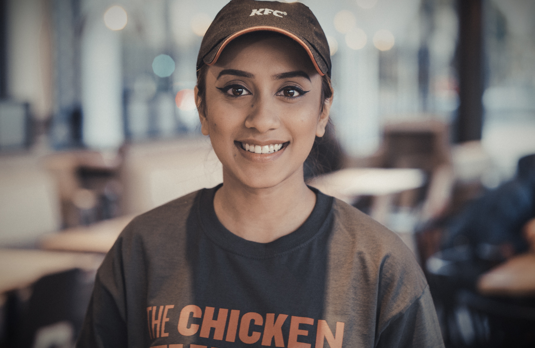 KFC employee smiling